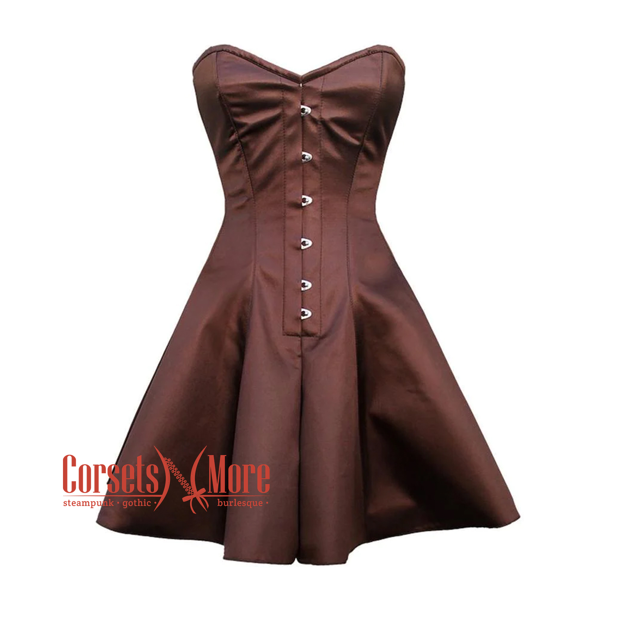 Plus Size Steampunk Brown Satin Corset Dress Overbust Sexy Costume 8XL | 44 (for waist Size 48"-49) Plus Size Steampunk Brown Satin Corset Dress Overbust Sexy Costume 8XL | 44 (for waist Size 48"-49)