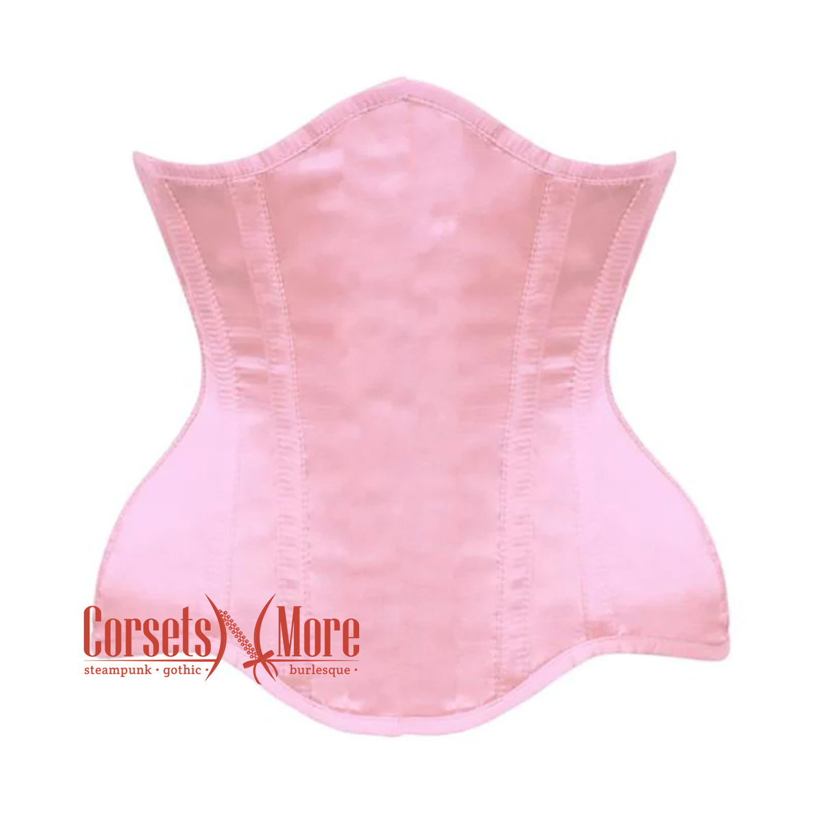 Abli Baby Pink Satin/Taffeta Embroidered Overbust Corset