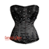 Black Satin With Sequins Work Gothic Burlesque Overbust Corset Top