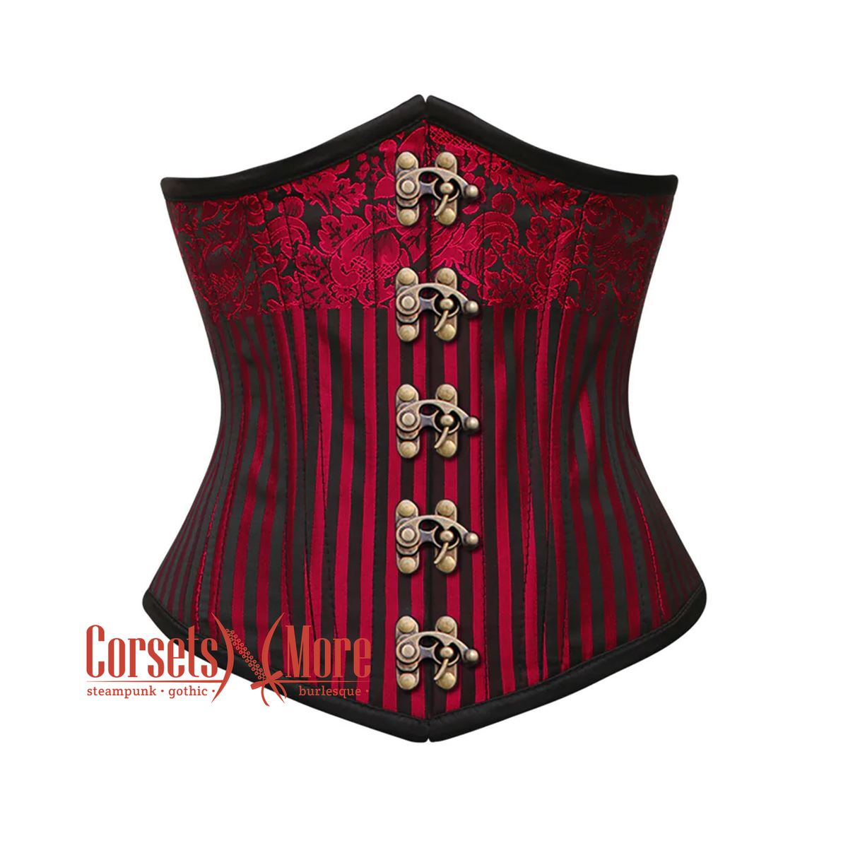 Red Black Brocade LONGLINE Waist Training Underbust Corset – CorsetsNmore