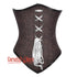 Plus Size Brown Brocade With White Lace Gothic Long Underbust Waist Training Corset