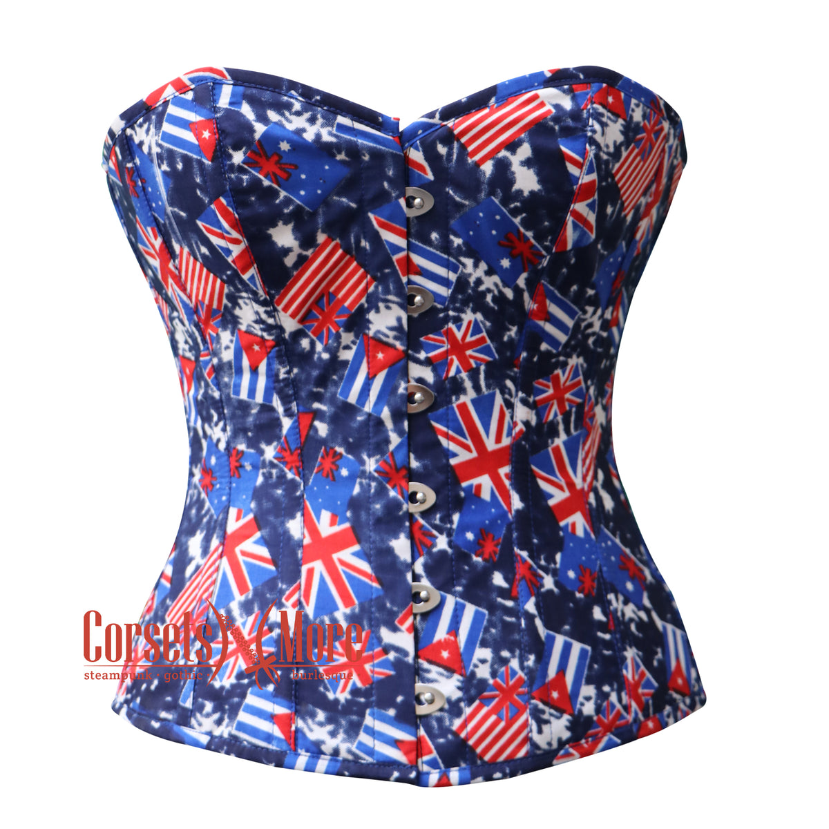 Uk Flag Printed Cotton Gothic Overbust Corset– CorsetsNmore