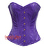 Purple PVC Leather With Front  Antique Busk Gothic Overbust Burlesque Corset