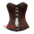 Plus Size Brown Brocade With Front White Lace Overbust Corset