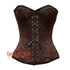 Plus Size Brown Brocade With Front Lace Overbust Corset