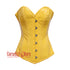 Yellow PVC Leather With Front Silver Busk Overbust Corset