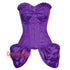 Purple Satin with Frill and Front Silver Busks Overbust Corset With Side Flares