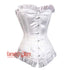 White Satin With Frill Design Gothic Costume Overbust Corset