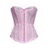 Baby Pink Satin Mesh Zipper Overbust Plus Size Corset