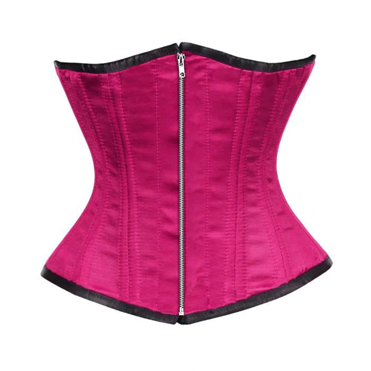 Royal Pink Satin Double Bone Front Silver Zipper Gothic Underbust Bust

– CorsetsNmore