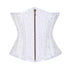 White Brocade Double Bone Front Antique Zipper Gothic Underbust Bustier Corset