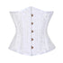 White Brocade Double Bone Front Antique Busk Gothic Underbust Bustier Corset