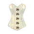 Ivory Satin Long Burlesque Front Antique Clasps Overbust