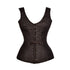 Plus Size Brown Brocade Shoulder Strap With Front Brown Lace Overbust Corset