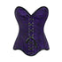 Purple Brocade Gothic With Front Black Ribbon Overbust Corset
