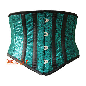 Green Sequins Burlesque Corset Underbust Belt Christmas Top