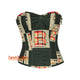 Army Green Printed Cotton Corset Gothic Costume Bustier Overbust Top