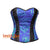 Digital Printed Blue and Black PVC Leather Corset Gothic Overbust Costume Top