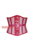 Hot Pink Sheer With PVC Leather Gothic Costume Underbust Corset Waist Training Top
