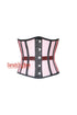 Selene Bloodrose Red Sheer With Black Satin Gothic Underbust Corset Top