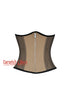 Nude Cotton With Black Sheer Gothic Costume Zipper Underbust Corset