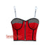 Red Velvet With Sheer Design Crop Corset Overbust Plus Size Crop Bustier Top