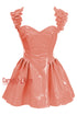 Orange PVC Leather Shoulder Strap Overbust Plus Size Corset Top