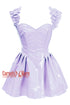 Women’s Lavander PVC Leather Shoulder Strap Overbust Plus Size Corset Top