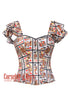 Women’s Playing Cards Printed Satin With Strap Queen Of Heart Overbust Plus Size Corset