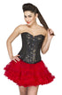 Plus Size Black Cotton Silk Sequins Corset Costume With Red Tutu Skirt Dress