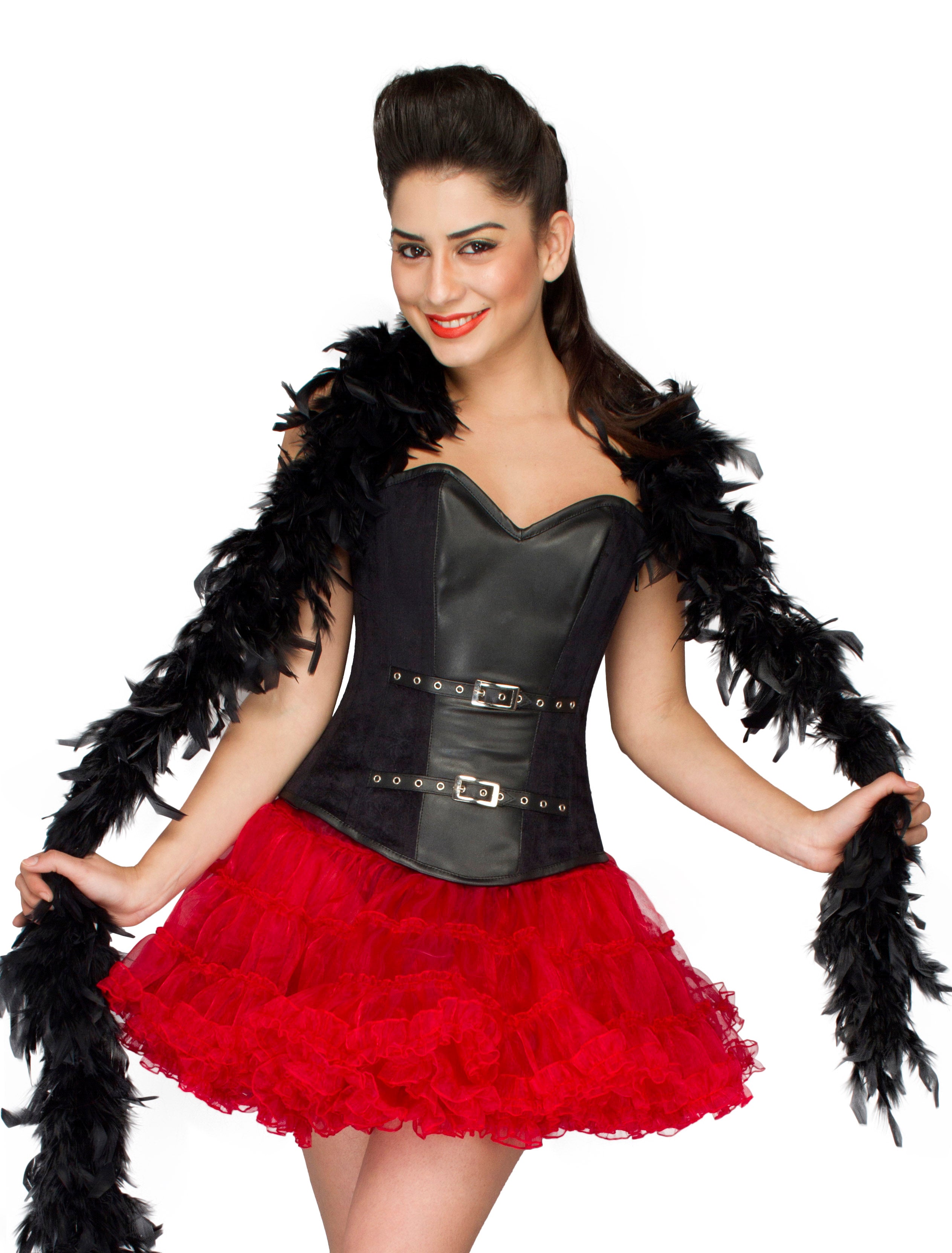 Black Faux Leather Steampunk Overbust Corset with Tutu Skirt Dress 3XL | 34 (for waist size 38"-39) Black Faux Leather Steampunk Overbust Corset with Tutu Skirt Dress 3XL | 34 (for waist size 38"-39)