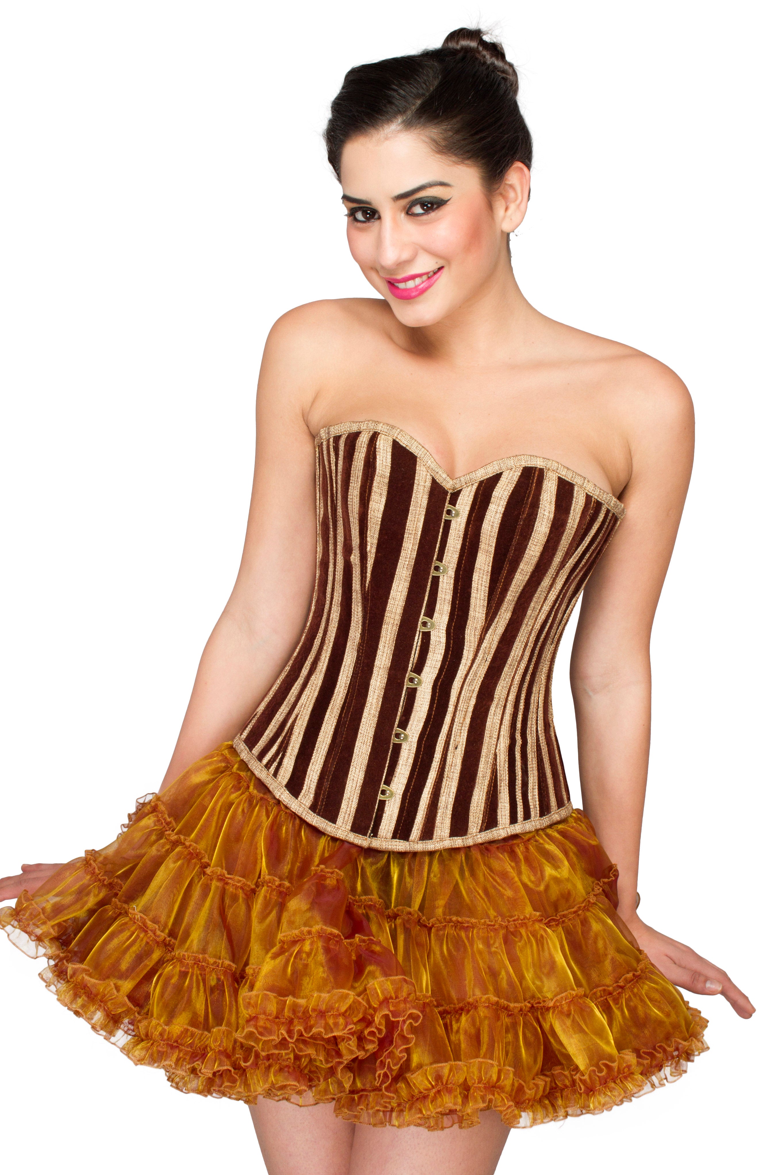 Brown Jute Waist Cincher Overbust Corset with Tutu Skirt Dress 7XL | 42 (for Waist size 46"-47) Brown Jute Waist Cincher Overbust Corset with Tutu Skirt Dress 7XL | 42 (for Waist size 46"-47)