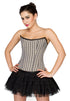 Black White Check Polyester Overbust Plus Size Corset Top