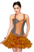 Cotton And Leather Straps Overbust Plus Size Corset Top