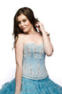 Baby Blue Satin White Sequins Overbust Plus Size Corset with Poly Tissue Tutu Skirt