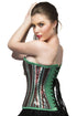 Green Satin Sequins Overbust Plus Size Corset Top & Black Tissue Tutu Skirt