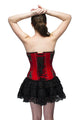 Red Black Sequins Satin Overbust Plus Size Corset Top Tutu Skirt Waist Training - CorsetsNmore
