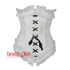 White Brocade Black Lace Frill Net Design Gothic Waist Training Underbust Corset Bustier Top