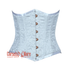 Plus Size Baby Blue Brocade Gothic Burlesque Waist Training Underbust Corset Bustier Top