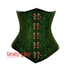 Green And Black Brocade Double Boned Antique Clasps Waist Training Underbust Gothic Corset Bustier Top