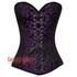 Purple And Black Brocade Front Black Lace Gothic Longline Corset Overbust Top