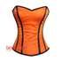 Orange Satin Black Stripe Gothic Overbust Burlesque Corset Top