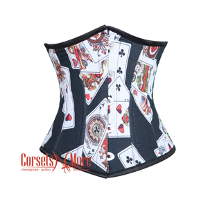 Playing Cards Printed Cotton Underbust Corset Gothic Costume Bustier Top