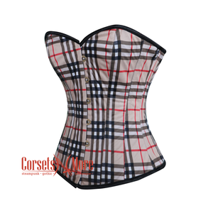 Plus Size Checked Print Overbust Burlesque Waist Training Gothic Corset Top