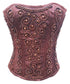 Burgundy Satin Wooden Sequins Overbust Plus Size Corset Top