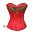 Red Satin Thread Sequins Work Burlesque Gothic Corset Top