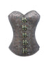 Plus Size Brown Brocade Gothic Steampunk Overbust Corset Waist Training Bustier