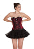 Red Lining Cotton Polyester Black Net Gothic Burlesque Waist Training Bustier Overbust Corset Top