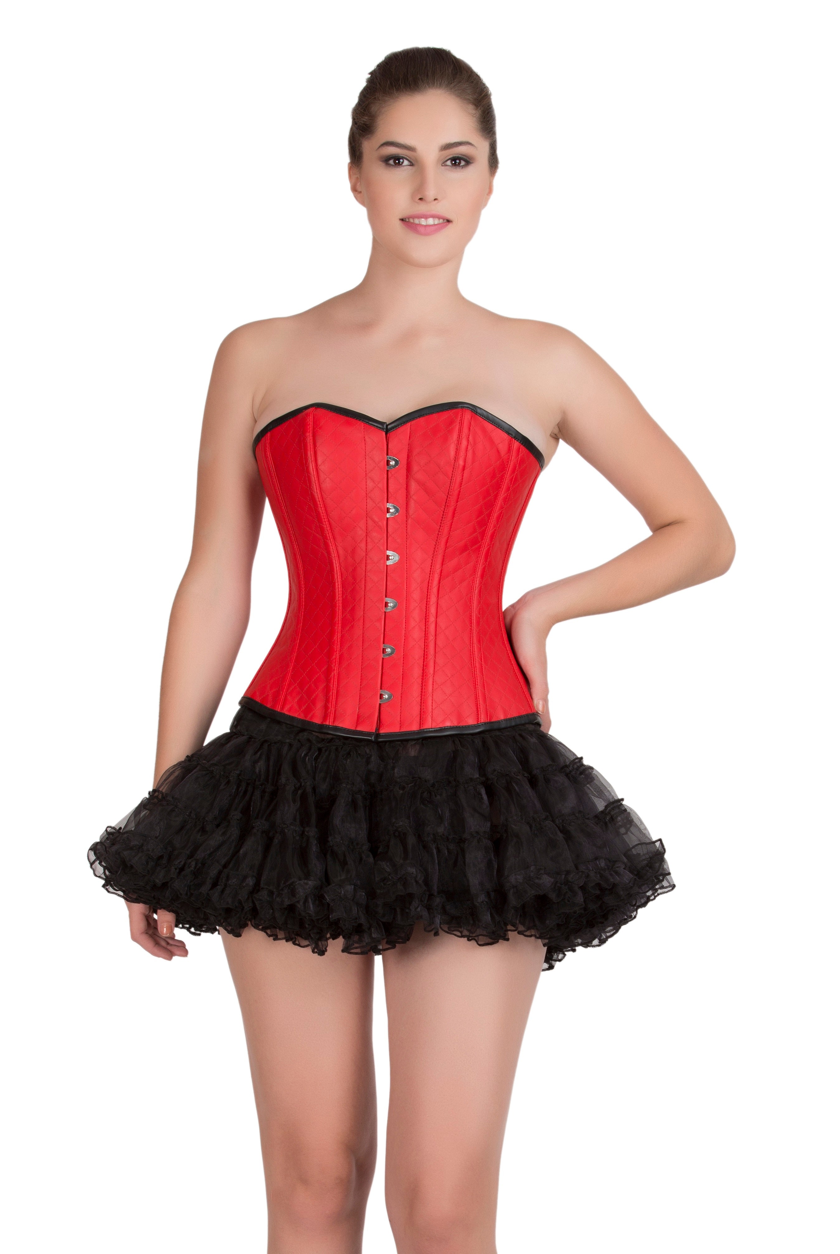 Red Leather Gothic Overbust Plus Size Steampunk Corset Dress 52 (for waist Size 56"-57) Red Leather Gothic Overbust Plus Size Steampunk Corset Dress 52 (for waist Size 56"-57)