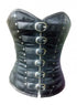 Women’s Black Leather Belts Zipper Gothic Steampunk Bustier Waist Training Overbust Corset Costume